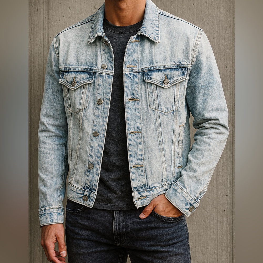 Express Light Wash Denim Trucker Jacket – Men’s Small – Classic Fit